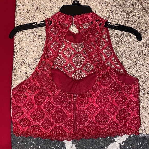 Red Prom Dress (two piece) - Picture 3 of 8